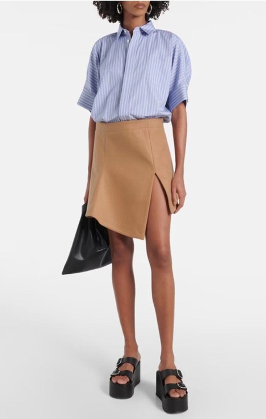 SACAI Sz 1 S Melton Cotton Poplin Wool Mixed Media Layered Mini Dress